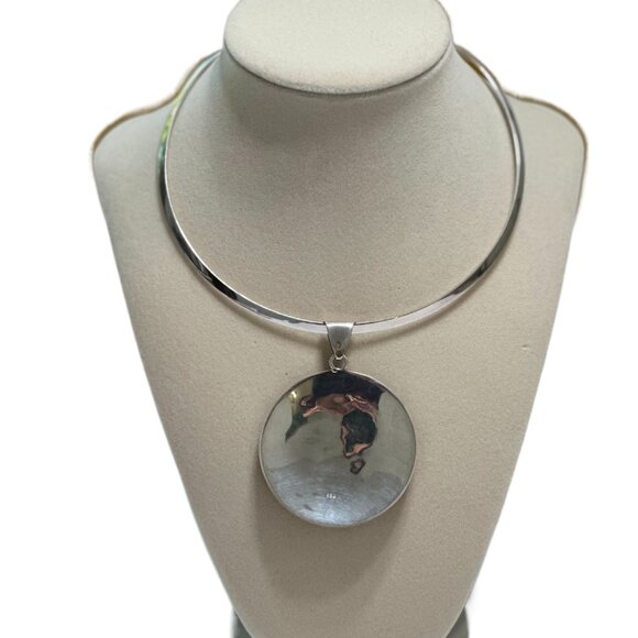 Peruvian 950 Sterling Silver Pendant | Handcrafted Mosaic Inlay natural stone - Picture 3 of 7